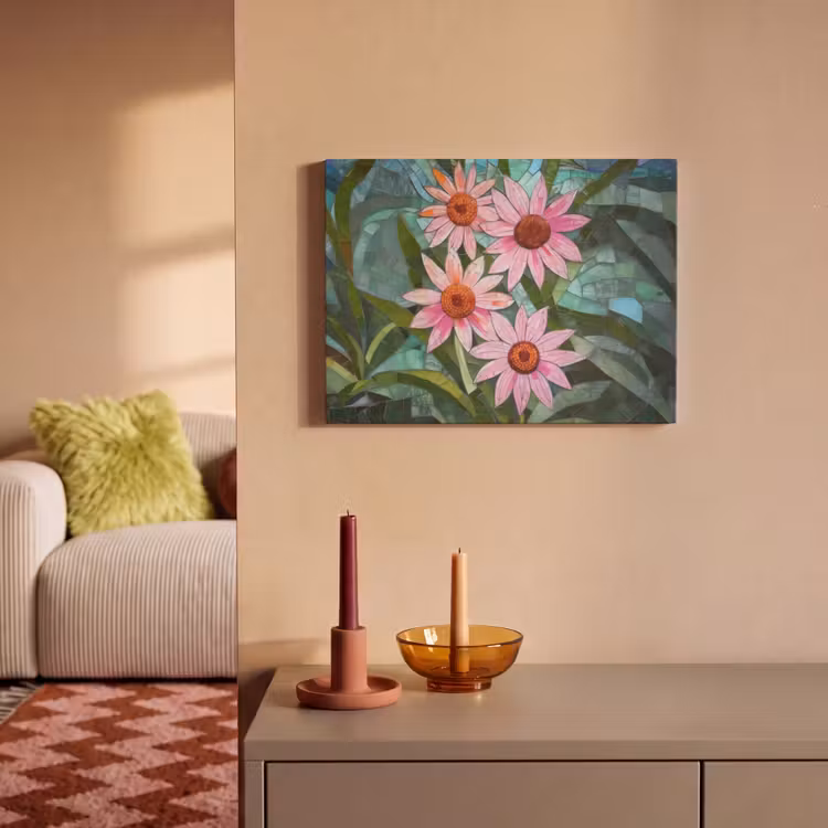 Akoestisch schilderij - Bloemen - Roze - Glasmozaïek — 2