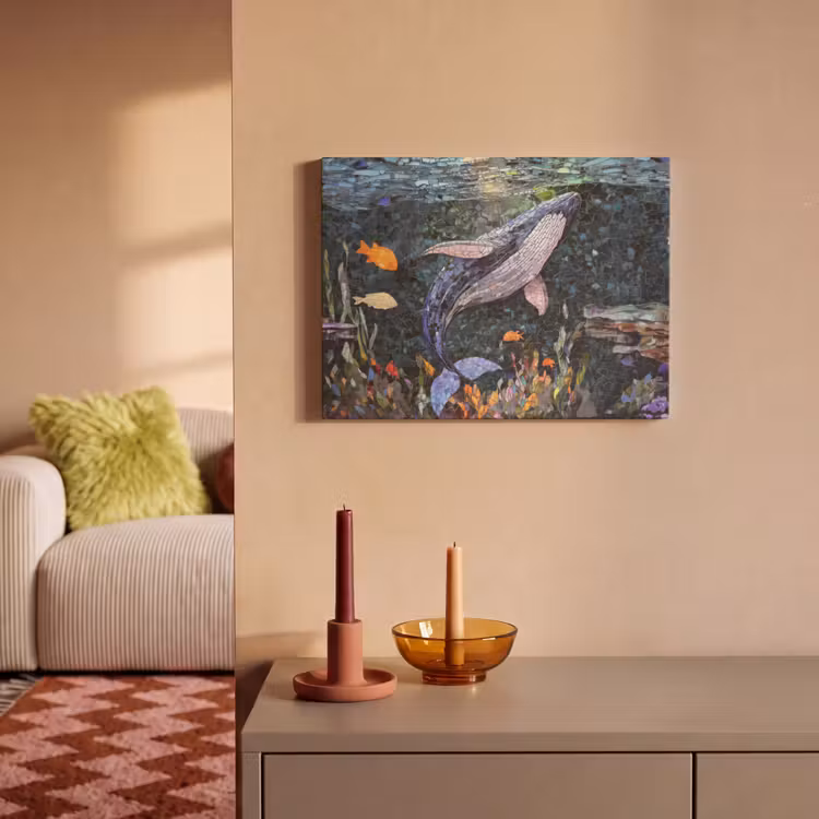 Akoestisch schilderij - Mozaïek - Walvis - Koraal - Water — 2
