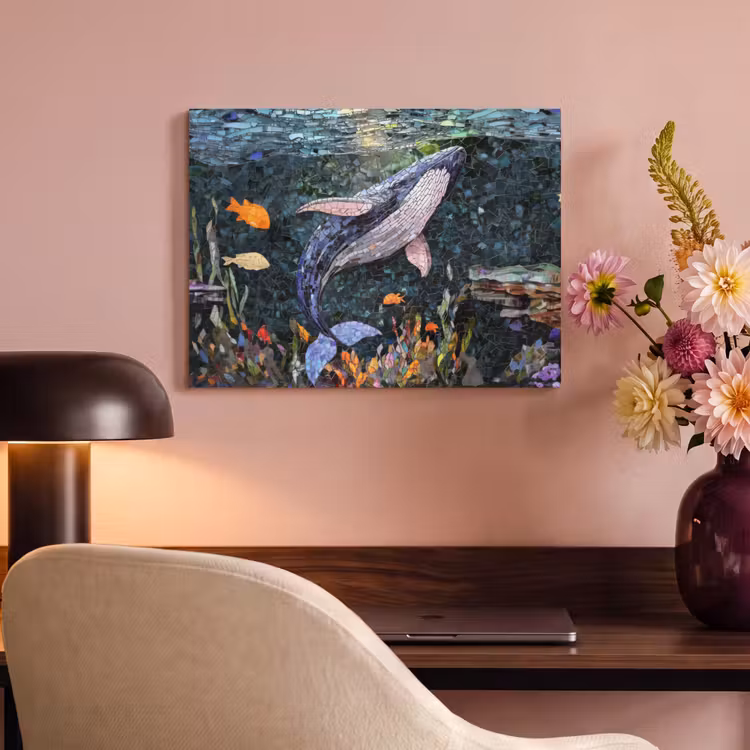 Akoestisch schilderij - Mozaïek - Walvis - Koraal - Water — 4