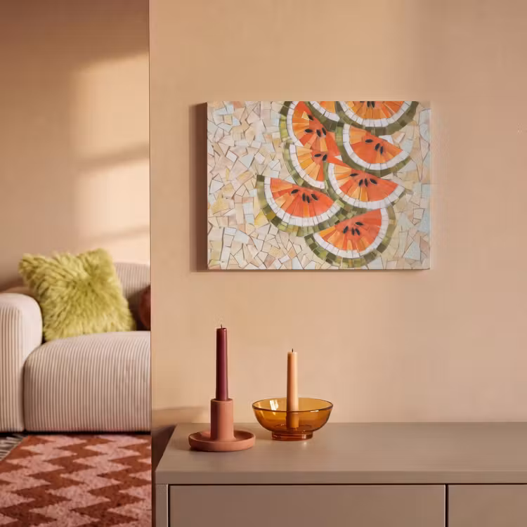 Akoestisch schilderij - Mozaïek - Watermeloen - Rood - Pitten — 2