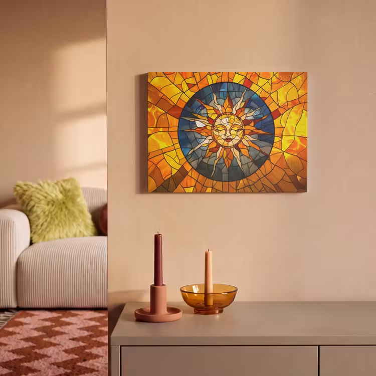 Akoestisch schilderij - Mozaïek - Zon - Geel - Cirkel — 2