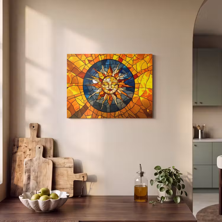 Akoestisch schilderij - Mozaïek - Zon - Geel - Cirkel — 3