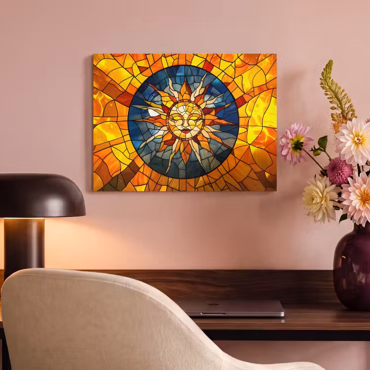 Akoestisch schilderij - Mozaïek - Zon - Geel - Cirkel — 4