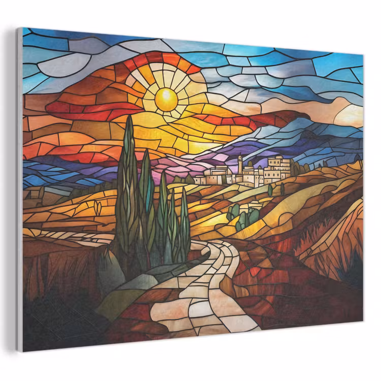 Akoestisch schilderij - Mozaïek - Zon - Landschap - Dorp — 1