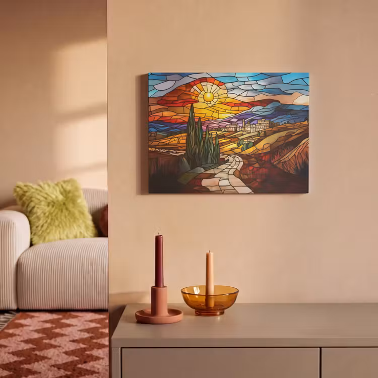 Akoestisch schilderij - Mozaïek - Zon - Landschap - Dorp — 2