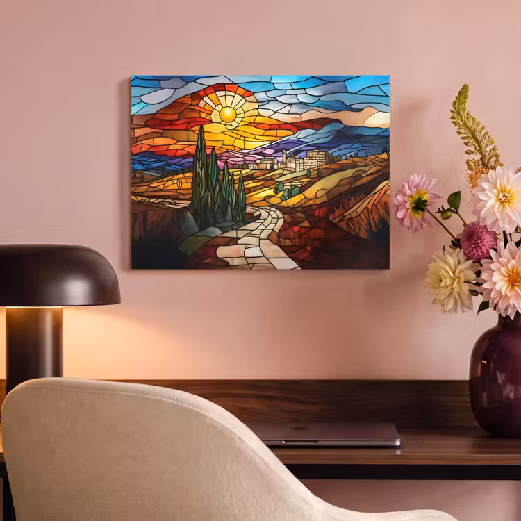 Akoestisch schilderij - Mozaïek - Zon - Landschap - Dorp — 4