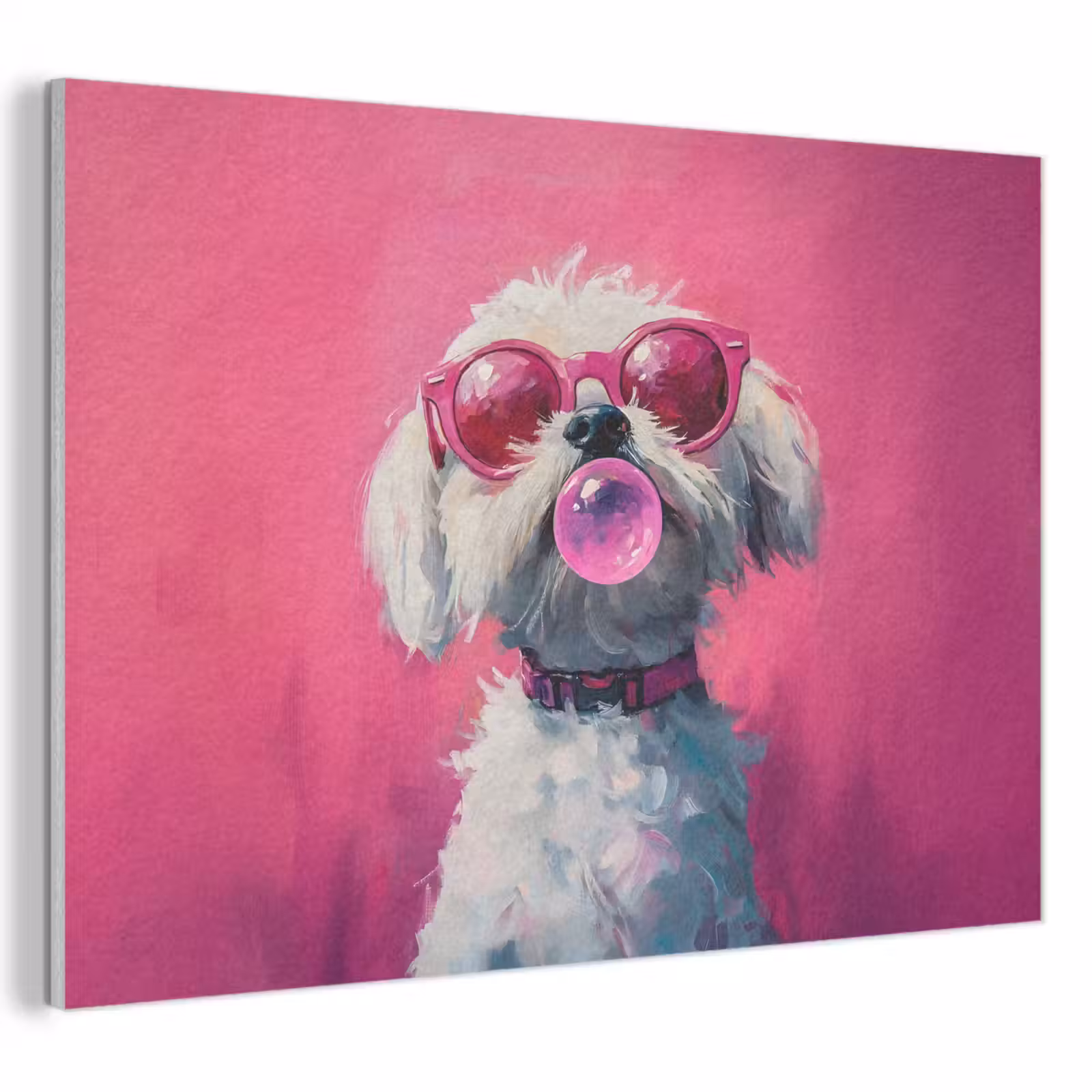 Akoestisch schilderij - Pink - Hond - Bubbel — 1