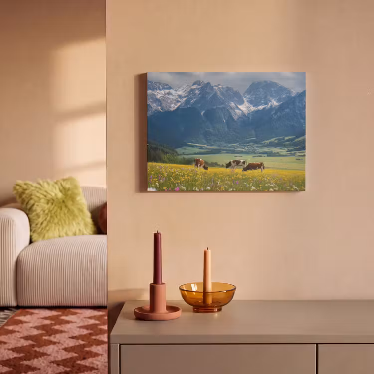 Akoestisch schilderij - Alpen - Weide - Bergen - Koeien — 2