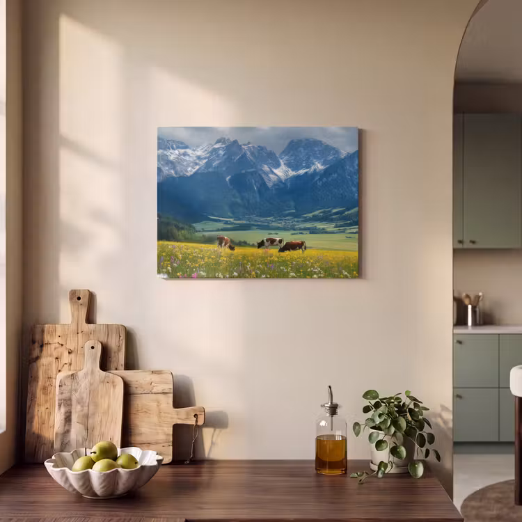 Akoestisch schilderij - Alpen - Weide - Bergen - Koeien — 3