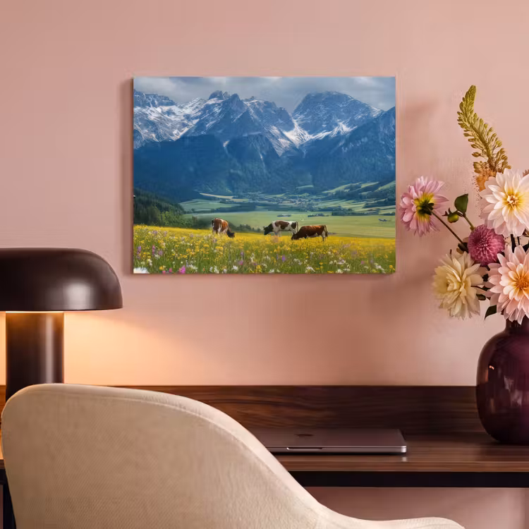 Akoestisch schilderij - Alpen - Weide - Bergen - Koeien — 4