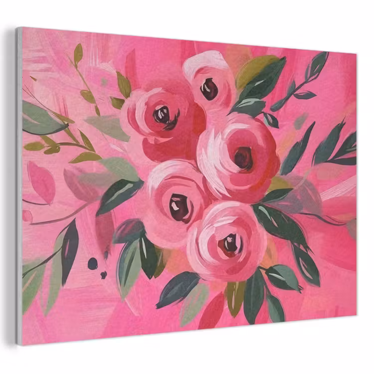 Akoestisch schilderij - Bloemen - Verf - Roze — 1