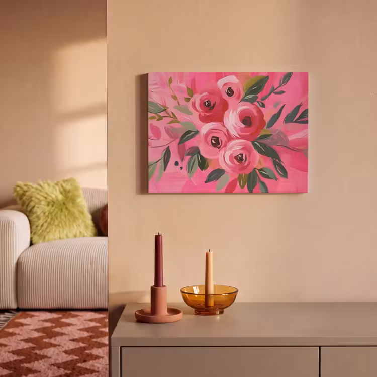 Akoestisch schilderij - Bloemen - Verf - Roze — 2