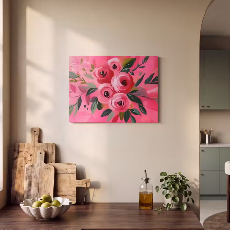 Akoestisch schilderij - Bloemen - Verf - Roze — 3