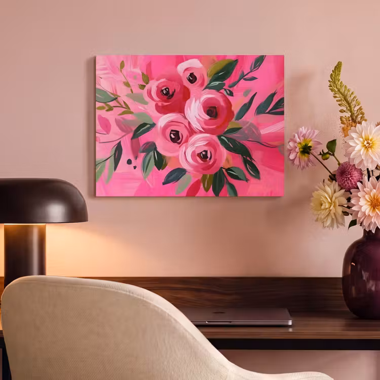 Akoestisch schilderij - Bloemen - Verf - Roze — 4