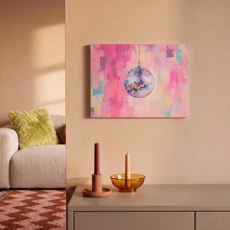 Akoestisch schilderij - Discobal - Pink - Verf — 2