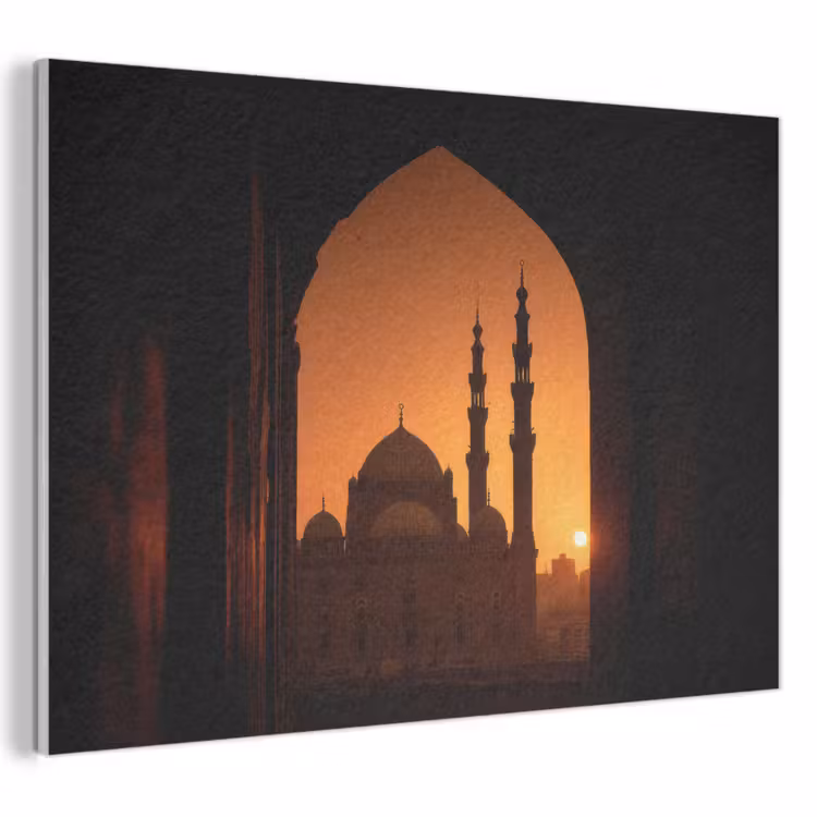 Akoestisch schilderij - Moskee - Oranje lucht - Islamitisch — 1
