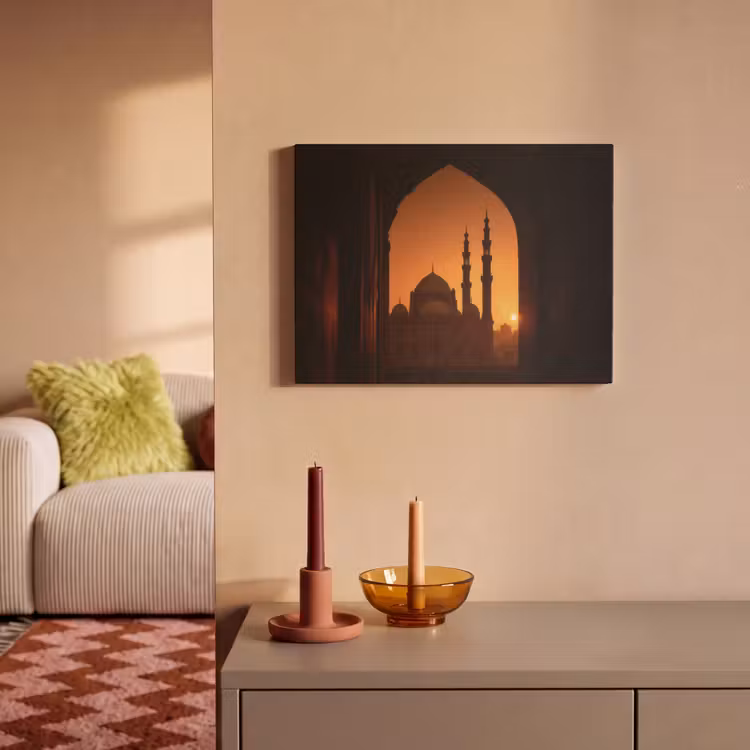 Akoestisch schilderij - Moskee - Oranje lucht - Islamitisch — 2