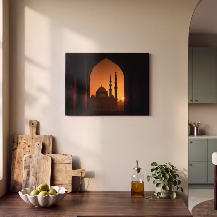 Akoestisch schilderij - Moskee - Oranje lucht - Islamitisch — 3