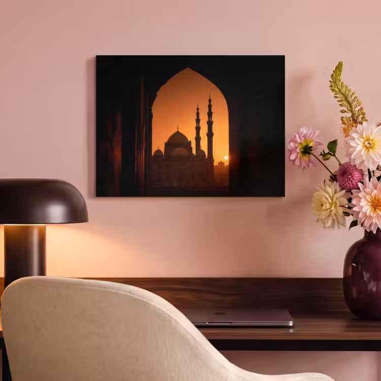 Akoestisch schilderij - Moskee - Oranje lucht - Islamitisch — 4