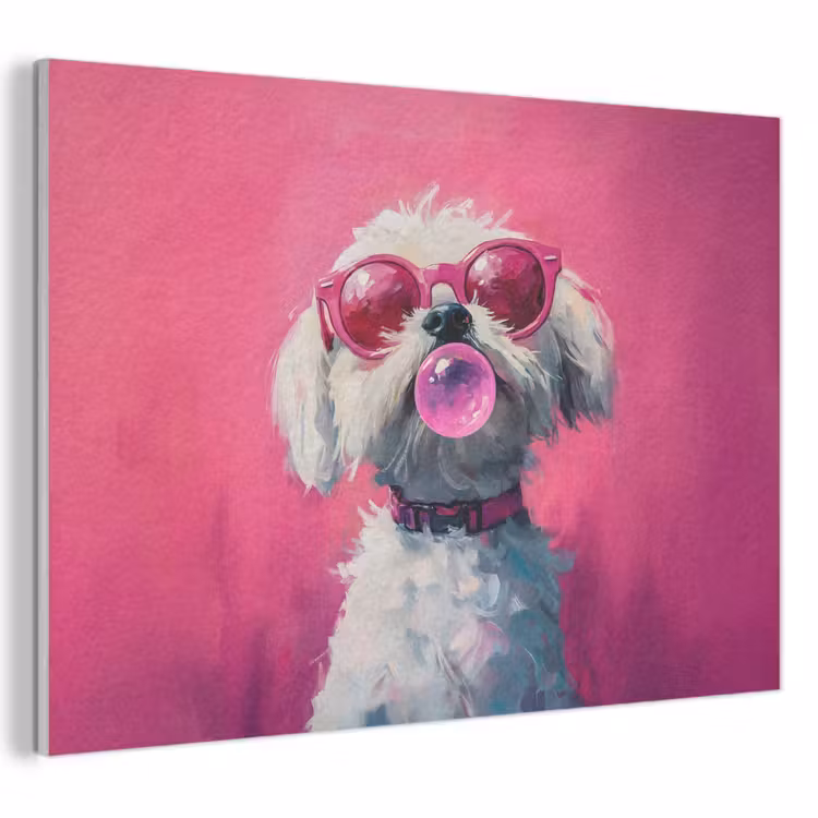 Akoestisch schilderij - Pink - Hond - Bubbel — 1