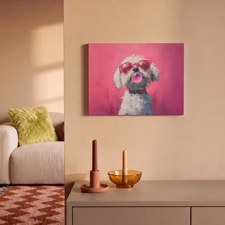 Akoestisch schilderij - Pink - Hond - Bubbel — 2