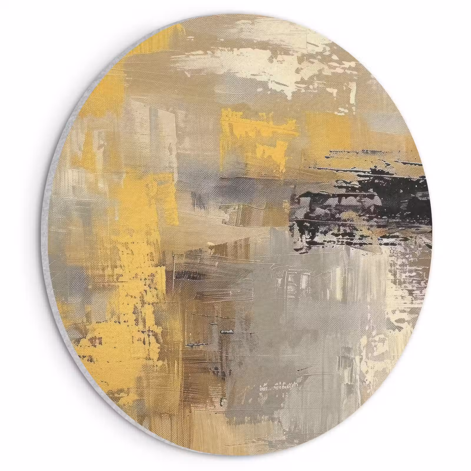Akoestisch schilderij rond - Abstract - Geel - Modern - Beige — 1