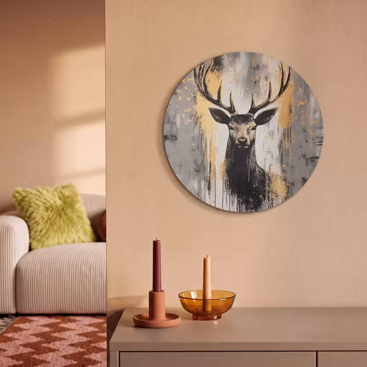 Akoestisch schilderij rond - Abstract - Hert - Gewei - Goud — 3