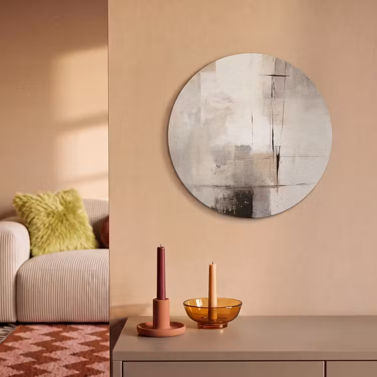 Akoestisch schilderij rond - Abstract - Kunst - Grijs — 3