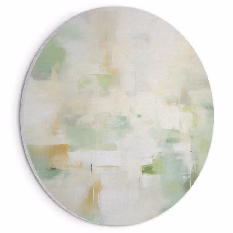 Akoestisch schilderij rond - Abstract - Kunst - Wit - Groen - Modern — 1