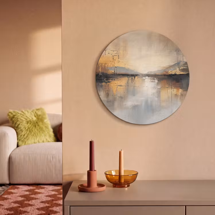 Akoestisch schilderij rond - Abstract - Modern - Beige - Aesthetic - Goud — 3