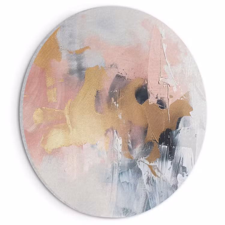 Akoestisch schilderij rond - Abstract - Pastel kleuren - Goud - Modern - Aesthetic — 1