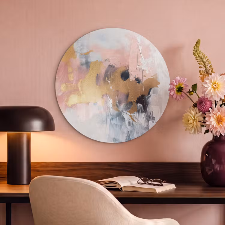 Akoestisch schilderij rond - Abstract - Pastel kleuren - Goud - Modern - Aesthetic — 2