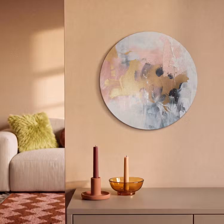 Akoestisch schilderij rond - Abstract - Pastel kleuren - Goud - Modern - Aesthetic — 3