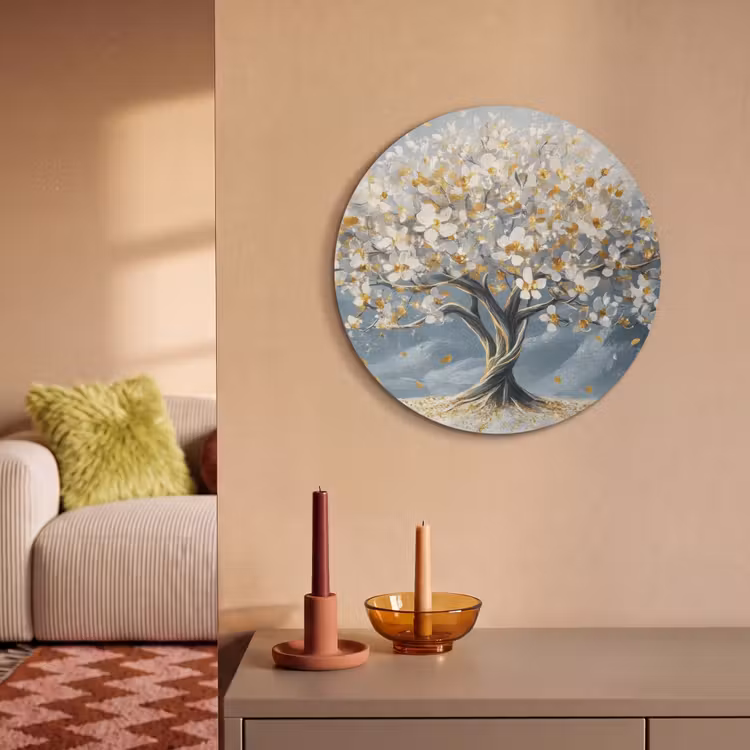 Akoestisch schilderij rond - Boom - Winter - Levensboom - Modern - Goud — 3