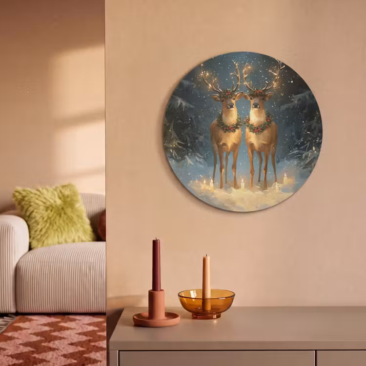 Akoestisch schilderij rond - Dennensprookje - Rendier - Nacht — 3