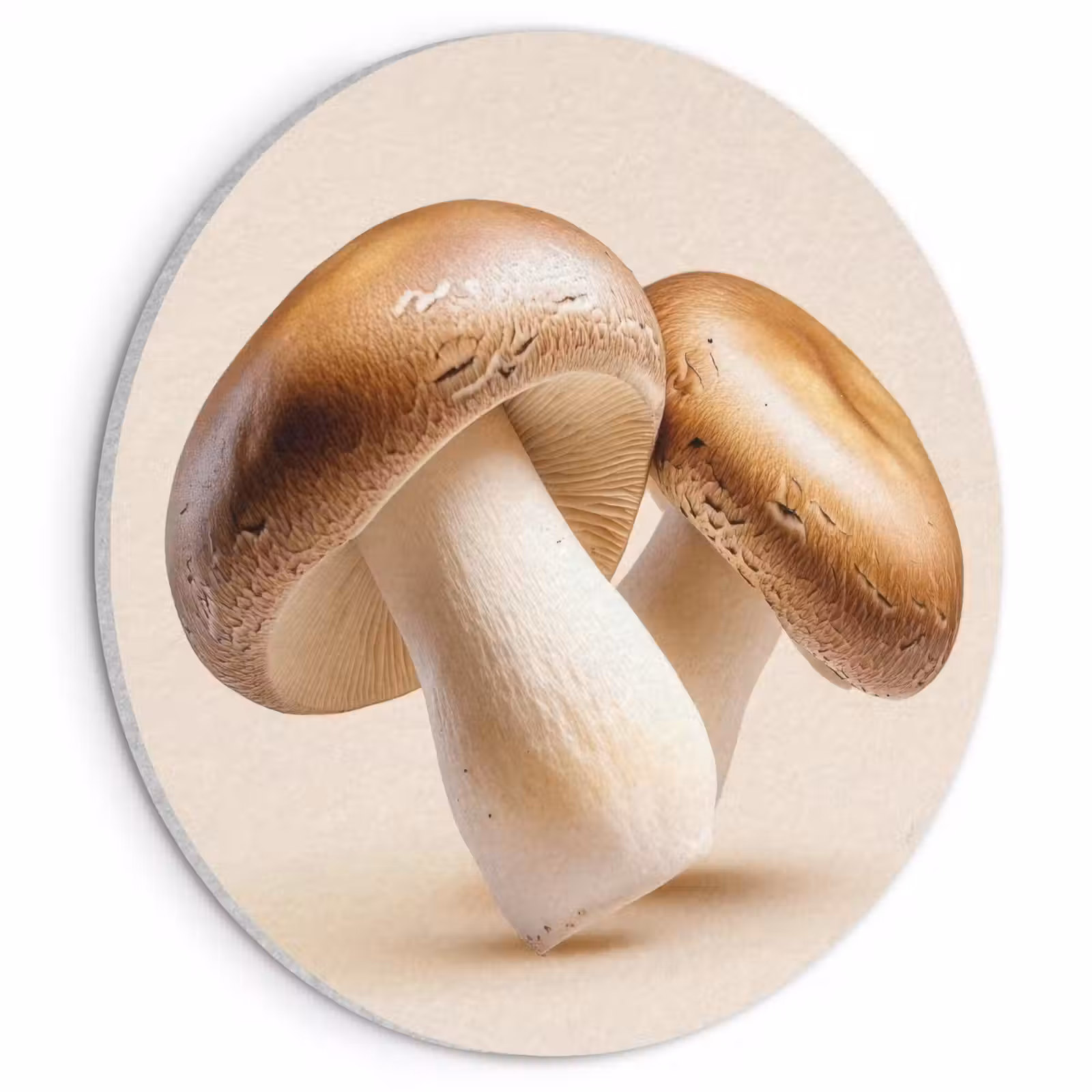 Akoestisch schilderij rond - Champignons - Zacht - Beige — 1