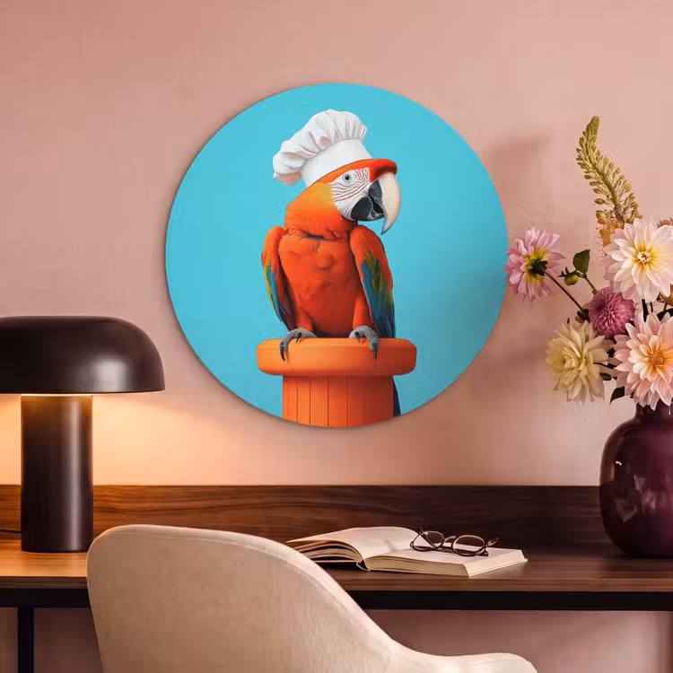 Akoestisch schilderij rond - Ara - Koksmuts - Sokkel - Grappig — 2