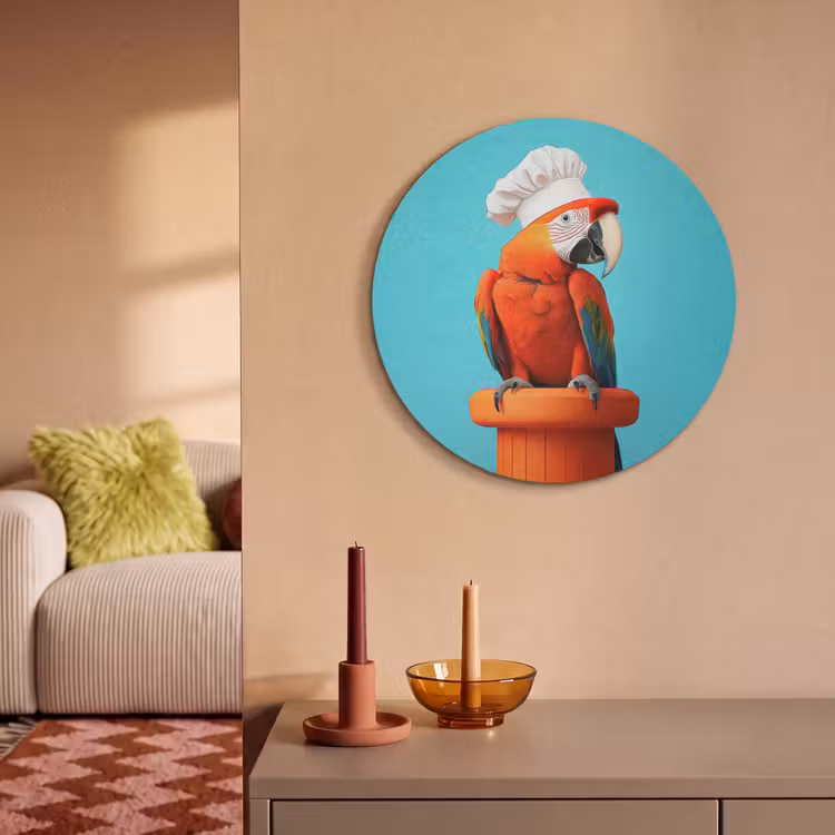 Akoestisch schilderij rond - Ara - Koksmuts - Sokkel - Grappig — 3