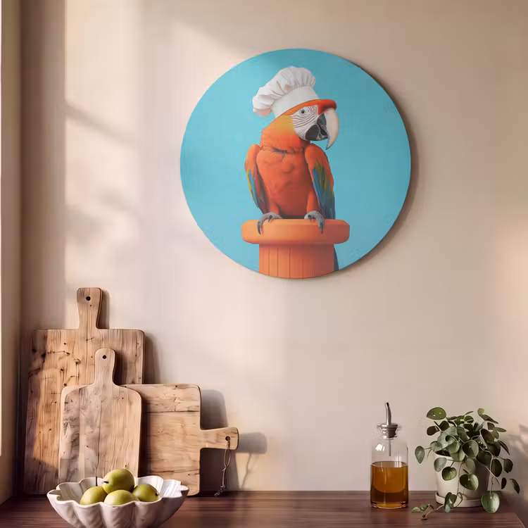 Akoestisch schilderij rond - Ara - Koksmuts - Sokkel - Grappig — 4