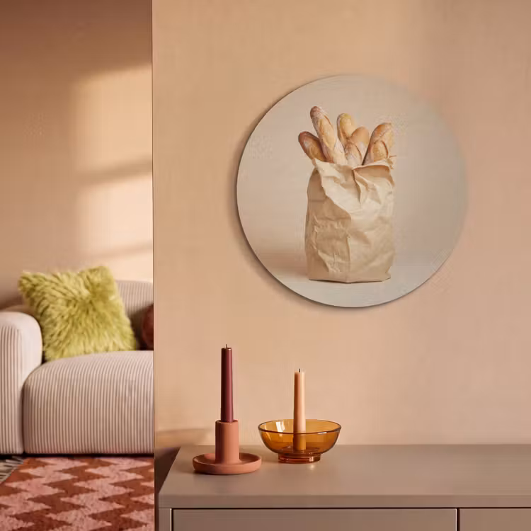 Akoestisch schilderij rond - Baguette - Brood - Stokbrood - Beige — 3