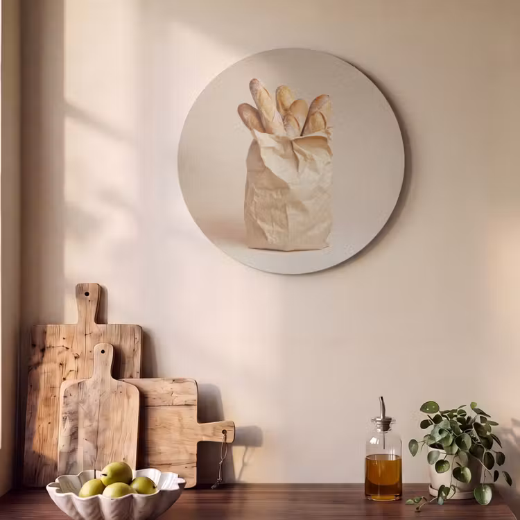 Akoestisch schilderij rond - Baguette - Brood - Stokbrood - Beige — 4