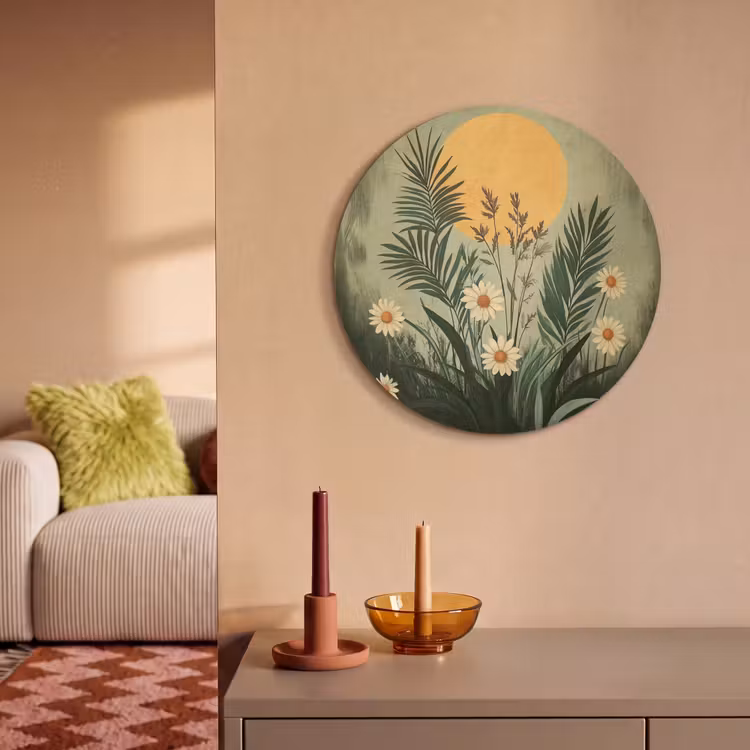 Akoestisch schilderij rond - Bloemen - Bladeren - Zon - Groen — 3