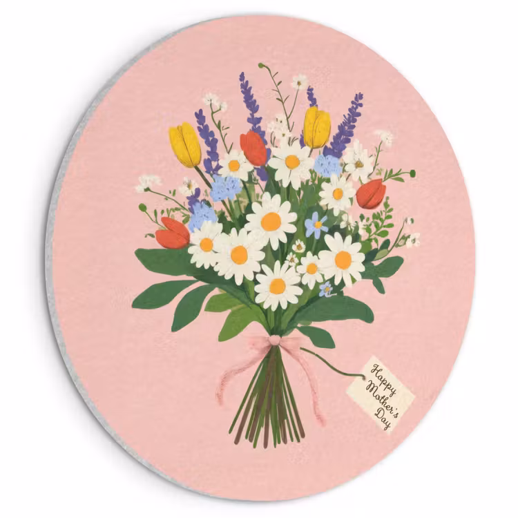 Akoestisch schilderij rond - Bloemen - Lint - Kaartje — 1