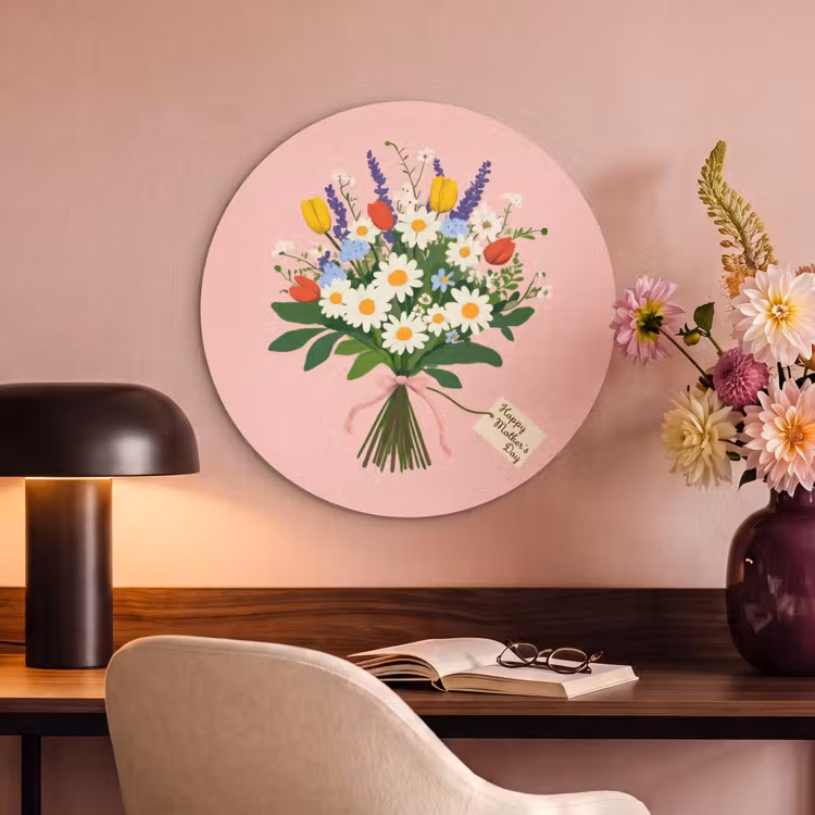 Akoestisch schilderij rond - Bloemen - Lint - Kaartje — 2