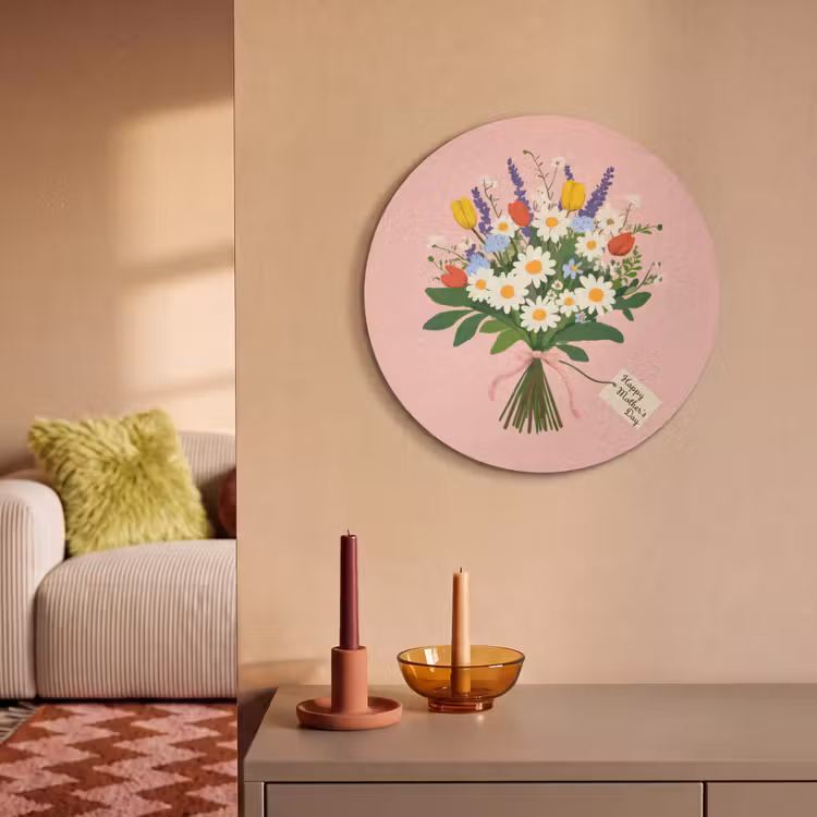 Akoestisch schilderij rond - Bloemen - Lint - Kaartje — 3