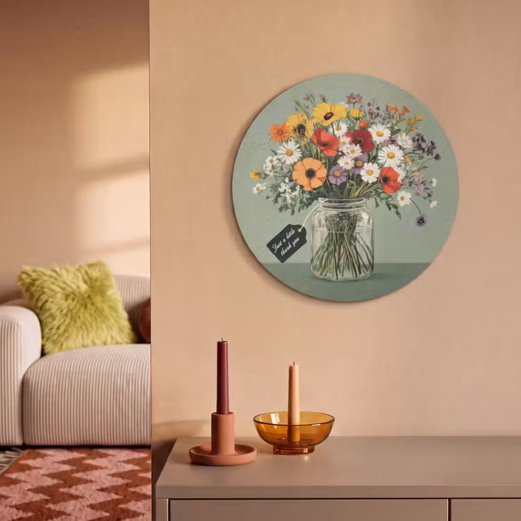 Akoestisch schilderij rond - Bloemen - Vaas - Kaartje — 3