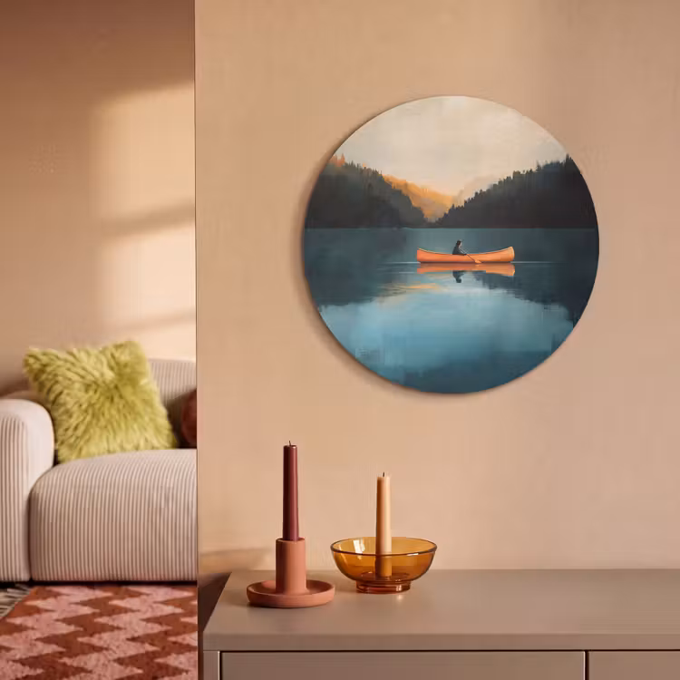 Akoestisch schilderij rond - Bossen - Meer - Kano - Oranje — 3