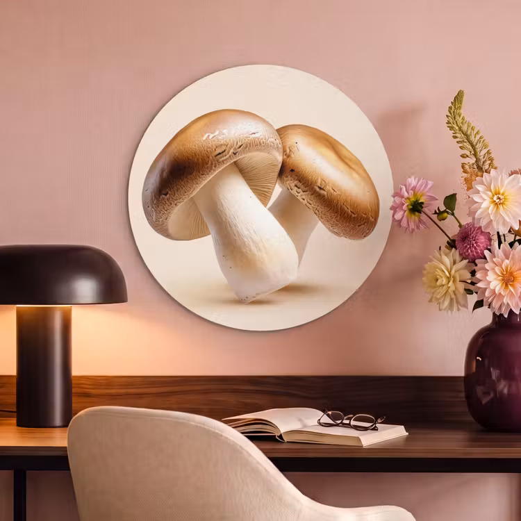 Akoestisch schilderij rond - Champignons - Zacht - Beige — 2