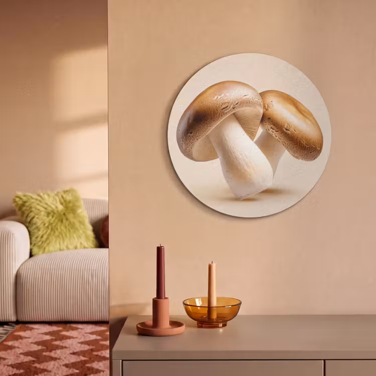 Akoestisch schilderij rond - Champignons - Zacht - Beige — 3