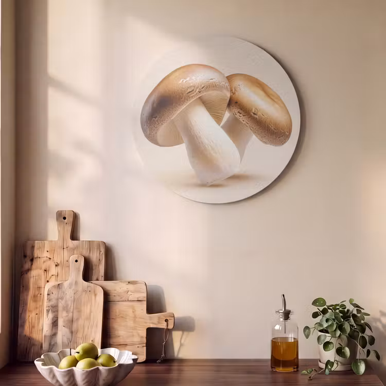 Akoestisch schilderij rond - Champignons - Zacht - Beige — 4